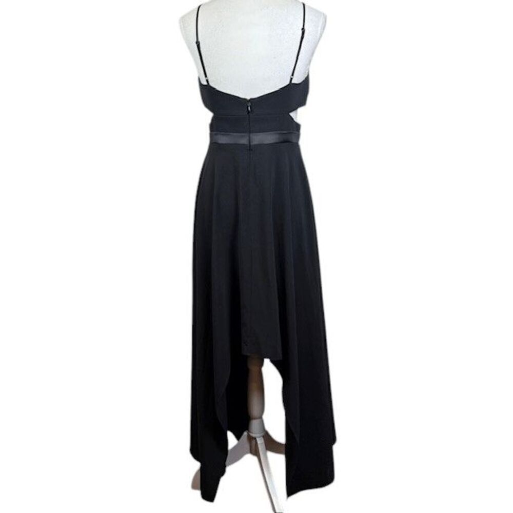 Halston Heritage Black Cut Out Cocktail Dress Sexy Asymmetric Hem Size 6 - Picture 6 of 15